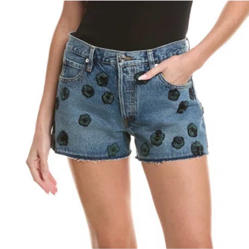 Frame Denim Blue Floral Jean Shorts